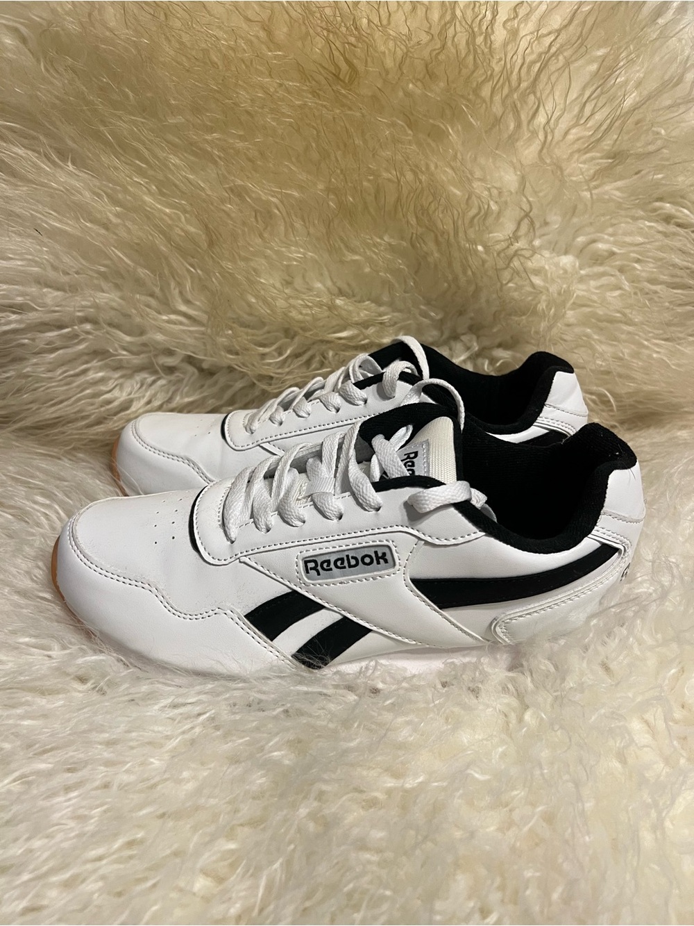 Reebok White and Black Classic Low-Top Sneakers